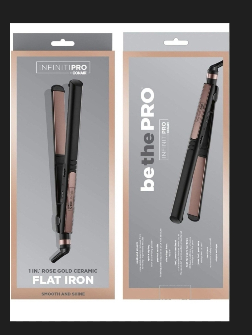 INFINITIPRO Conair 1" Rose Gold Ceramic Flat Iron